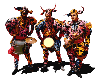 No Bull Photo three musicians dressed as flourecent cows